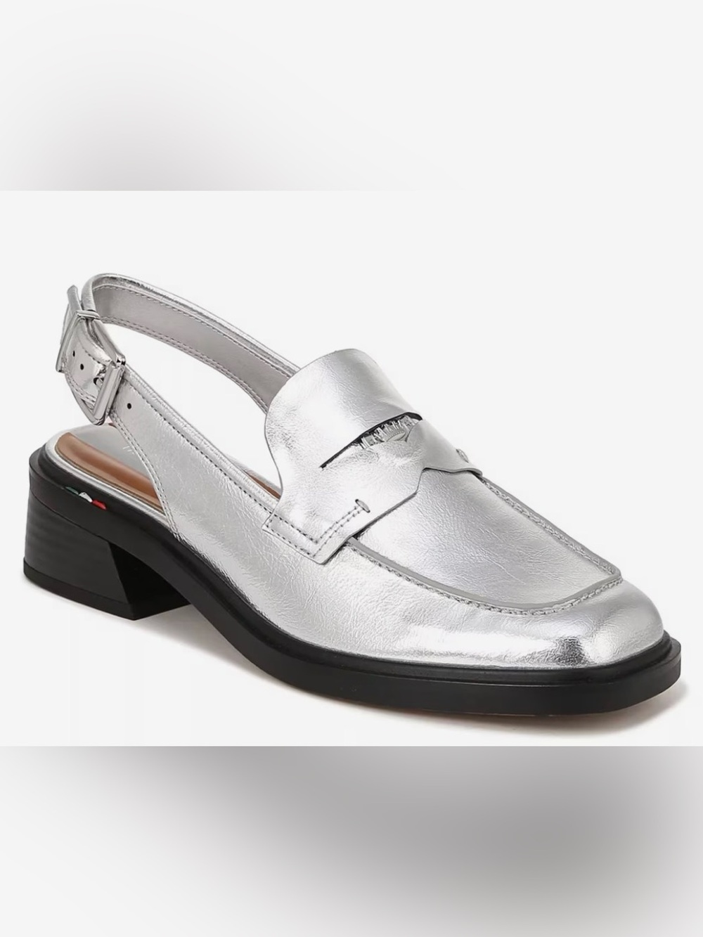 Franco Sarto White and Silver Giada Loafer